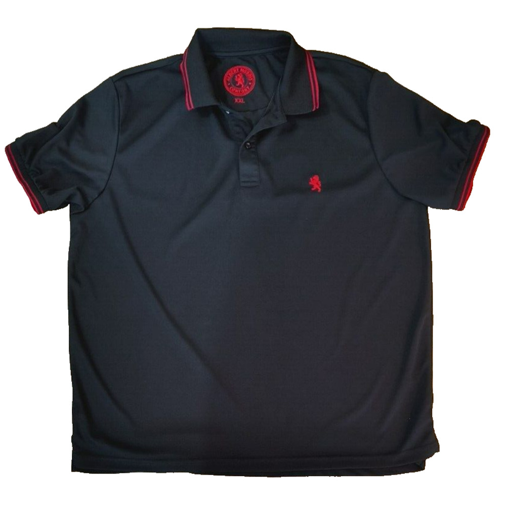 Albert Morris Comfort MEN XXL Golf Polo Shirt Solid Black Red logo trim